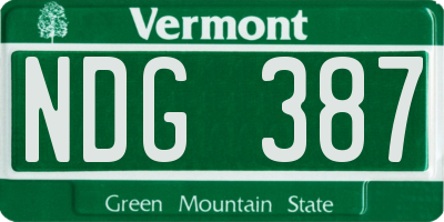 VT license plate NDG387