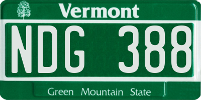 VT license plate NDG388