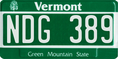 VT license plate NDG389