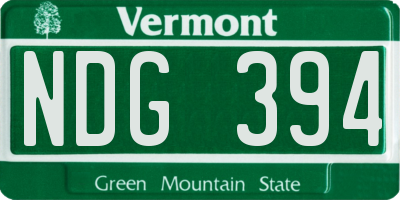 VT license plate NDG394