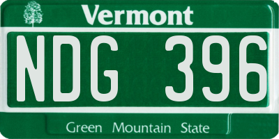 VT license plate NDG396