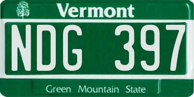 VT license plate NDG397