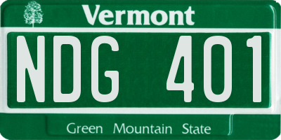VT license plate NDG401