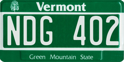 VT license plate NDG402