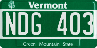 VT license plate NDG403