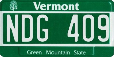 VT license plate NDG409