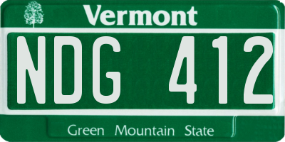 VT license plate NDG412