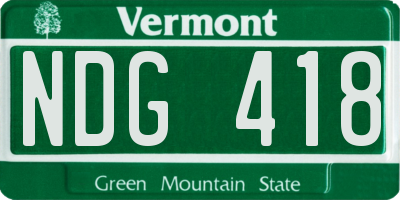 VT license plate NDG418