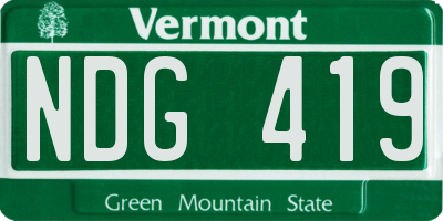 VT license plate NDG419