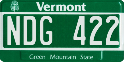 VT license plate NDG422