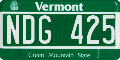 VT license plate NDG425