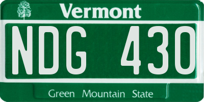 VT license plate NDG430