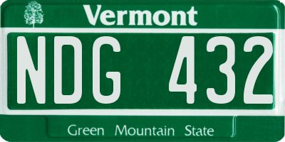 VT license plate NDG432