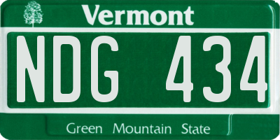 VT license plate NDG434