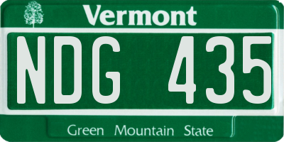 VT license plate NDG435