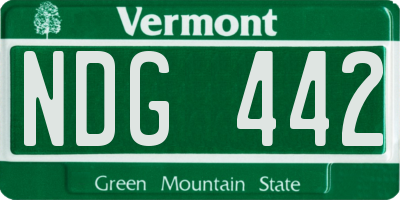 VT license plate NDG442