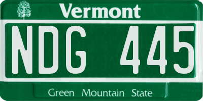 VT license plate NDG445