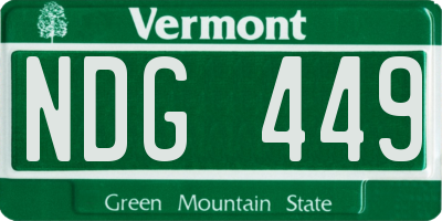 VT license plate NDG449