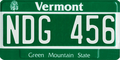 VT license plate NDG456