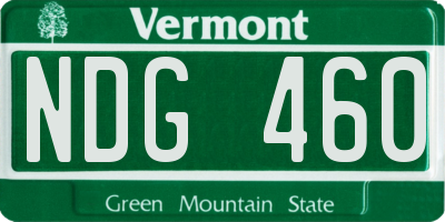 VT license plate NDG460