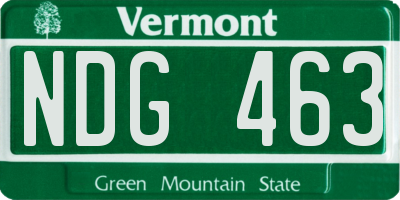 VT license plate NDG463