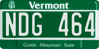 VT license plate NDG464