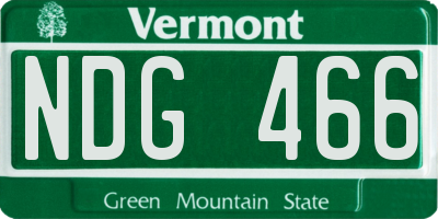 VT license plate NDG466