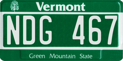 VT license plate NDG467