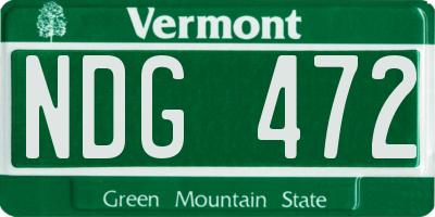 VT license plate NDG472