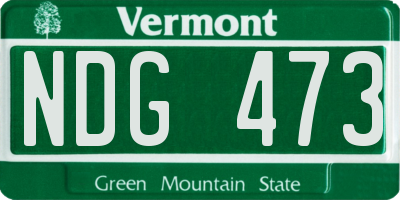 VT license plate NDG473