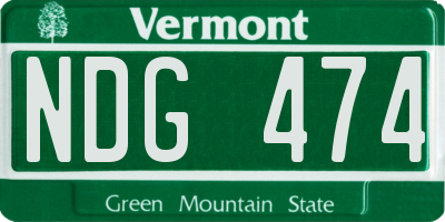 VT license plate NDG474