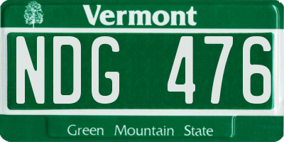 VT license plate NDG476
