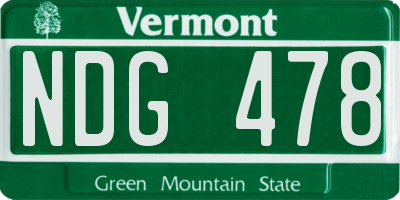 VT license plate NDG478