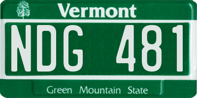 VT license plate NDG481