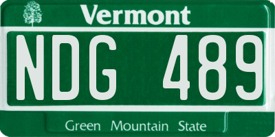 VT license plate NDG489