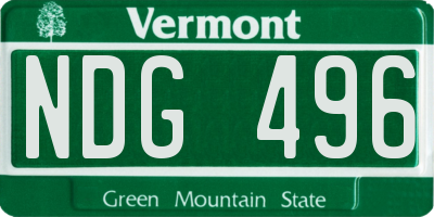 VT license plate NDG496
