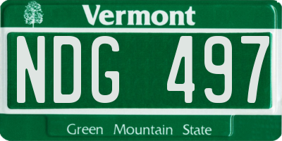 VT license plate NDG497