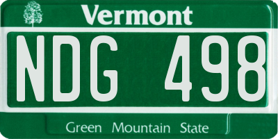 VT license plate NDG498