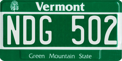 VT license plate NDG502