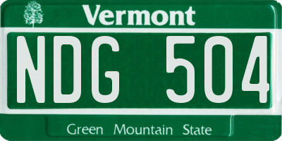 VT license plate NDG504