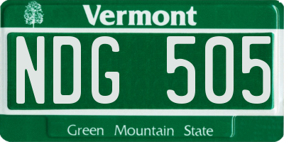 VT license plate NDG505