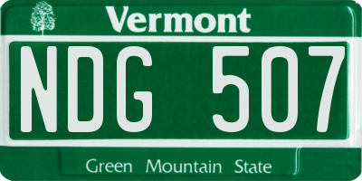 VT license plate NDG507