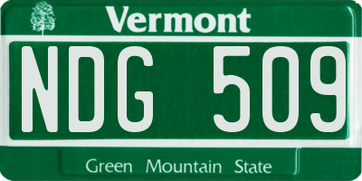 VT license plate NDG509