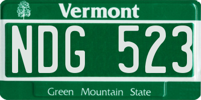 VT license plate NDG523