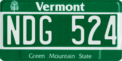 VT license plate NDG524