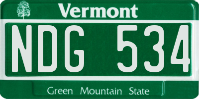 VT license plate NDG534