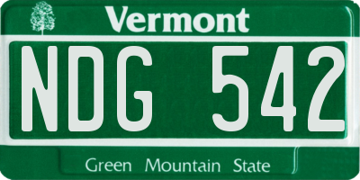 VT license plate NDG542