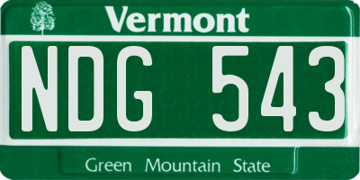 VT license plate NDG543