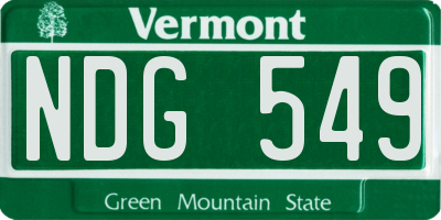 VT license plate NDG549
