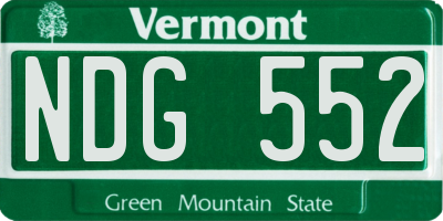 VT license plate NDG552